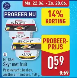 ALDI Milsani skyr met fruit aanbieding