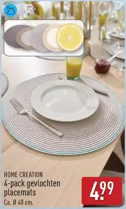 ALDI Home creation 4-pack gevlochten placemats aanbieding