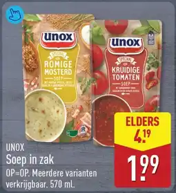 ALDI Unox soep in zak aanbieding