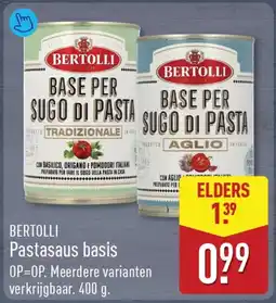 ALDI Bertolli pastasaus basis aanbieding