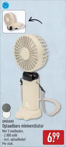 ALDI Ambiano Oplaadbare miniventilator aanbieding