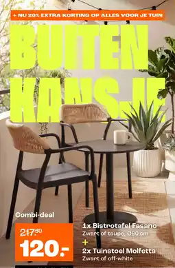 Kwantum Combi-deal Bistrotafel Fasano + Tuinstoel Molfetta aanbieding