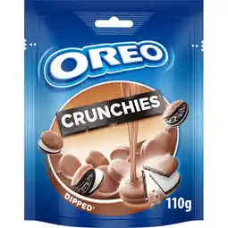 Jumbo OREO Crunchies koekjes bedekt met melkchocoladesmaak 110 g aanbieding