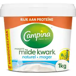 Jumbo Campina Magere Milde Kwark Naturel Voordeelpak 1 kg aanbieding