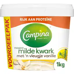 Jumbo Campina Magere Milde Kwark met 'n Vleugje Vanille Voordeelpak 1 kg aanbieding