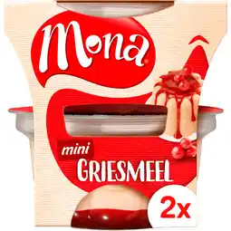 Jumbo Mona Mini Griesmeel Pudding met Rode Bessensaus 2 x 135 ml aanbieding