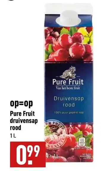 ALDI Pure fruit druivensap rood 1L aanbieding
