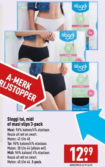 ALDI Sloggi tai, midi of maxi slips 3-pack aanbieding