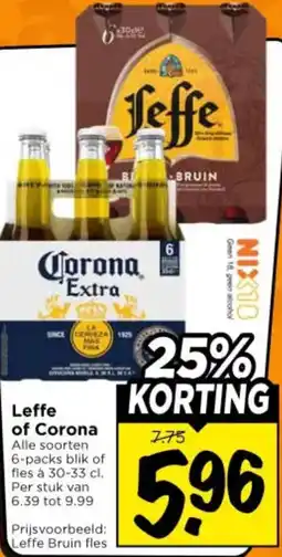 Vomar Voordeelmarkt Leffe of Corona aanbieding