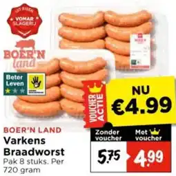 Vomar Voordeelmarkt Boer'n Land Varkens Braadworst aanbieding