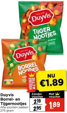 Vomar Voordeelmarkt Duyvis Borrel en Tijgernootjes aanbieding