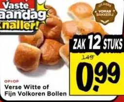 Vomar Voordeelmarkt Verse Witte of Fijn Volkoren Bollen aanbieding