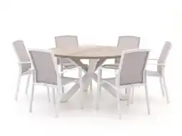 Kees Smit Bellagio Dranera/ROUGH-Y ø150cm dining tuinset 7-delig stapelbaar aanbieding