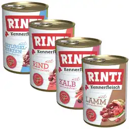 Zooplus Voordeelverpakking RINTI Kennerfleisch 24 x 400 g - Mix: Gevogeltehart, rund, lam, kalfsvlees aanbieding
