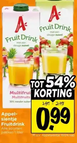 Vomar Voordeelmarkt Appel- sientje Fruitdrink aanbieding