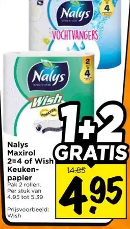 Vomar Voordeelmarkt Nalys Maxirol 2=4 of Wish Keuken- papier aanbieding