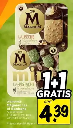 Vomar Voordeelmarkt DIEPVRIES Magnum IJs of Bonbons aanbieding