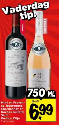 Vomar Voordeelmarkt Mimi en Proven- ce, Bourgogne Chardonnay of Roches Guitard Saint Emilion Wijn aanbieding