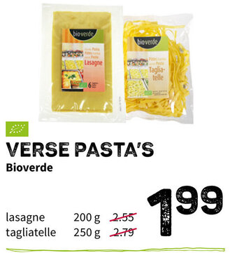 Ekoplaza Bioverde verse pasta's 200-250g aanbieding