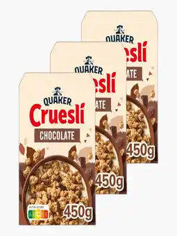 Flink Quaker Cruesli Chocolade Ontbijtgranen 450g 3x aanbieding