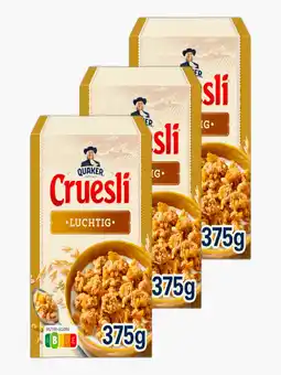 Flink Quaker Cruesli Naturel Ontbijtgranen 375g 3x aanbieding