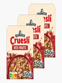Flink Quaker Cruesli Rode vruchten Ontbijtgranen 450g 3x aanbieding