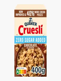 Flink Quaker Cruesli Zero Sugar Added Chocolate aanbieding