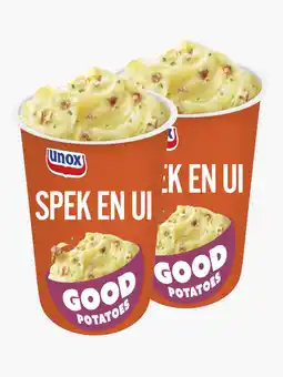 Flink Unox Good potatoes spek & ui 50g 2x aanbieding