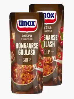 Flink Unox Rijkgevulde Goulashsoep 570ml 2x aanbieding