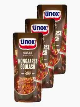 Flink Unox Rijkgevulde Goulashsoep 570ml 3x aanbieding