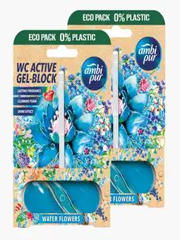 Flink Ambipur Wc active gel-block water flowers 45g 2x aanbieding