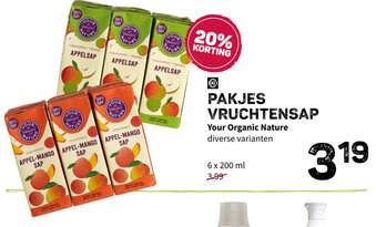 Ekoplaza Your organic nature pakjes vruchtensap 6x200ml aanbieding