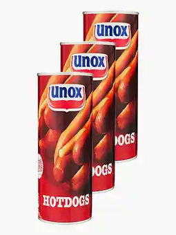 Flink Unox Hotdogs 550g 3x aanbieding