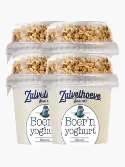 Flink Zuivelhoeve Boer'n yoghurt naturel & muesli 170g 4x aanbieding