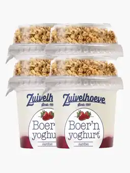 Flink Zuivelhoeve Boer'n yoghurt aardbei & muesli 170g 4x aanbieding