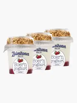 Flink Zuivelhoeve Boer'n yoghurt aardbei & muesli 170g 3x aanbieding