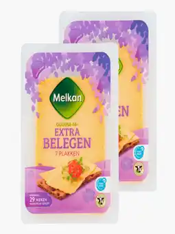 Flink Melkan Gouda kaas 48+ extra belegen plakken 190g 2x aanbieding