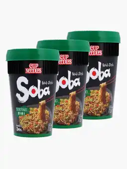 Flink Nissin Soba cup noodles teriyaki 90g 3x aanbieding