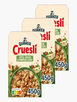 Flink Quaker Cruesli Appel & Rozijn Ontbijtgranen 450g 3x aanbieding