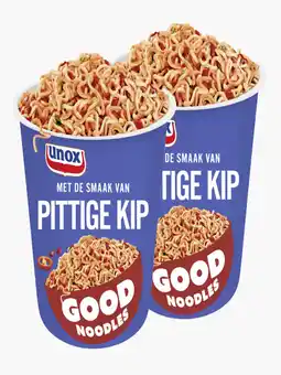 Flink Unox Good noodles pittige kip cup 64g 2x aanbieding