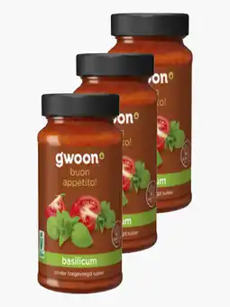 Flink G'woon Pastasaus Basilicum 490g 3x aanbieding