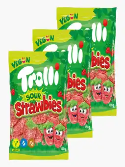 Flink Trolli Sour Strawberries 175g 3x aanbieding