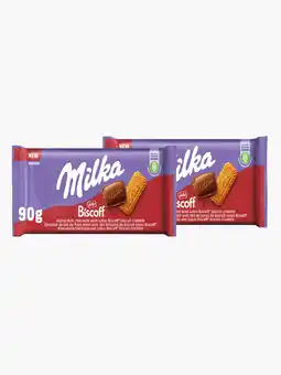 Flink Milka Chocoladereep Biscoff 90g 2x aanbieding