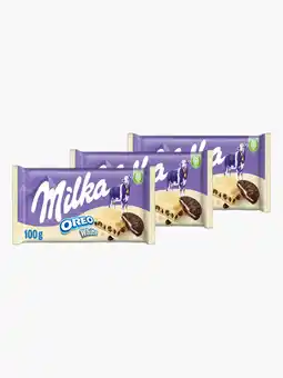 Flink Milka Chocoladereep Oreo wit 100g 3x aanbieding