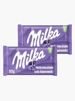 Flink Milka Chocoladereep alpenmelk 90g 2x aanbieding