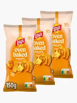 Flink Lay's Oven Baked Cheese Onion Chips 150g 3x aanbieding