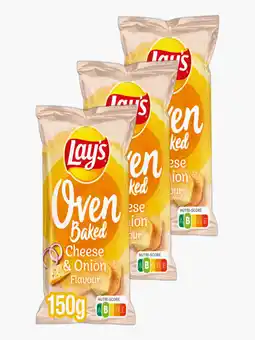 Flink Lay's Oven Baked Cheese Onion Chips 150g 3x aanbieding