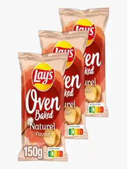 Flink Lay's Oven Baked Natural Chips 150g 3x aanbieding