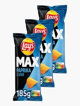 Flink Lay's Max Paprika Ribbel Chips 185g 3x aanbieding