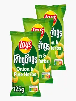 Flink Lay's Ringlings Onion & Fine Herbs 125g 3x aanbieding